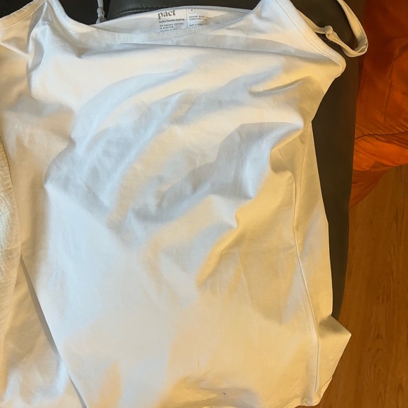 PACT womens organic cotton gauze tiered Cream & white Tank Top New without tags - Picture 4 of 8